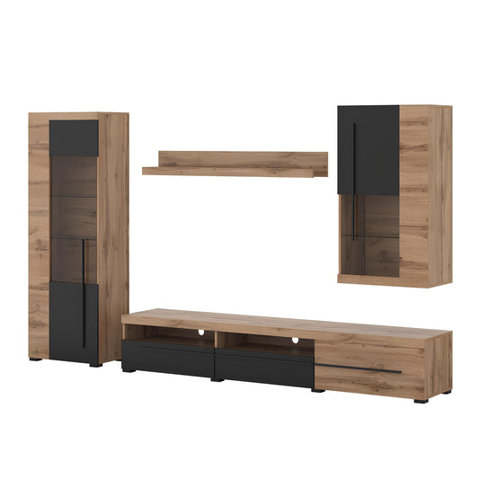 Sienas bloks Rogos 255/160/40 cm Votan ozols/melns - N1 Home