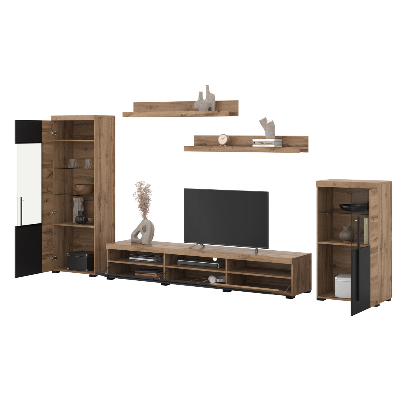 Sienas bloks Rogos 370/160/40 cm Votan ozols/melns