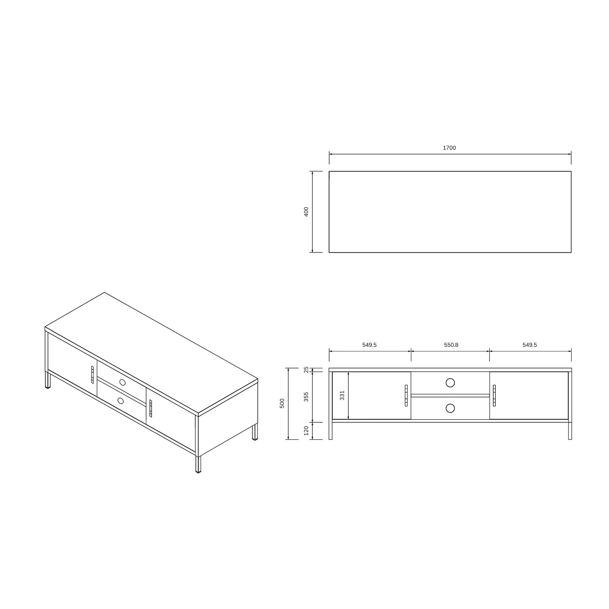 TV skapis/kumode Rosars 170/40/50 cm zils - N1 Home