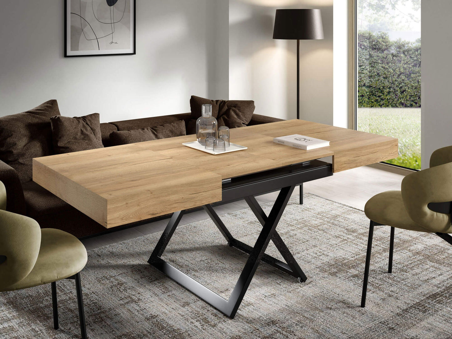 Galds Tiks U 27-80/120-200/80 cm dabīgs Halifax ozols - N1 Home