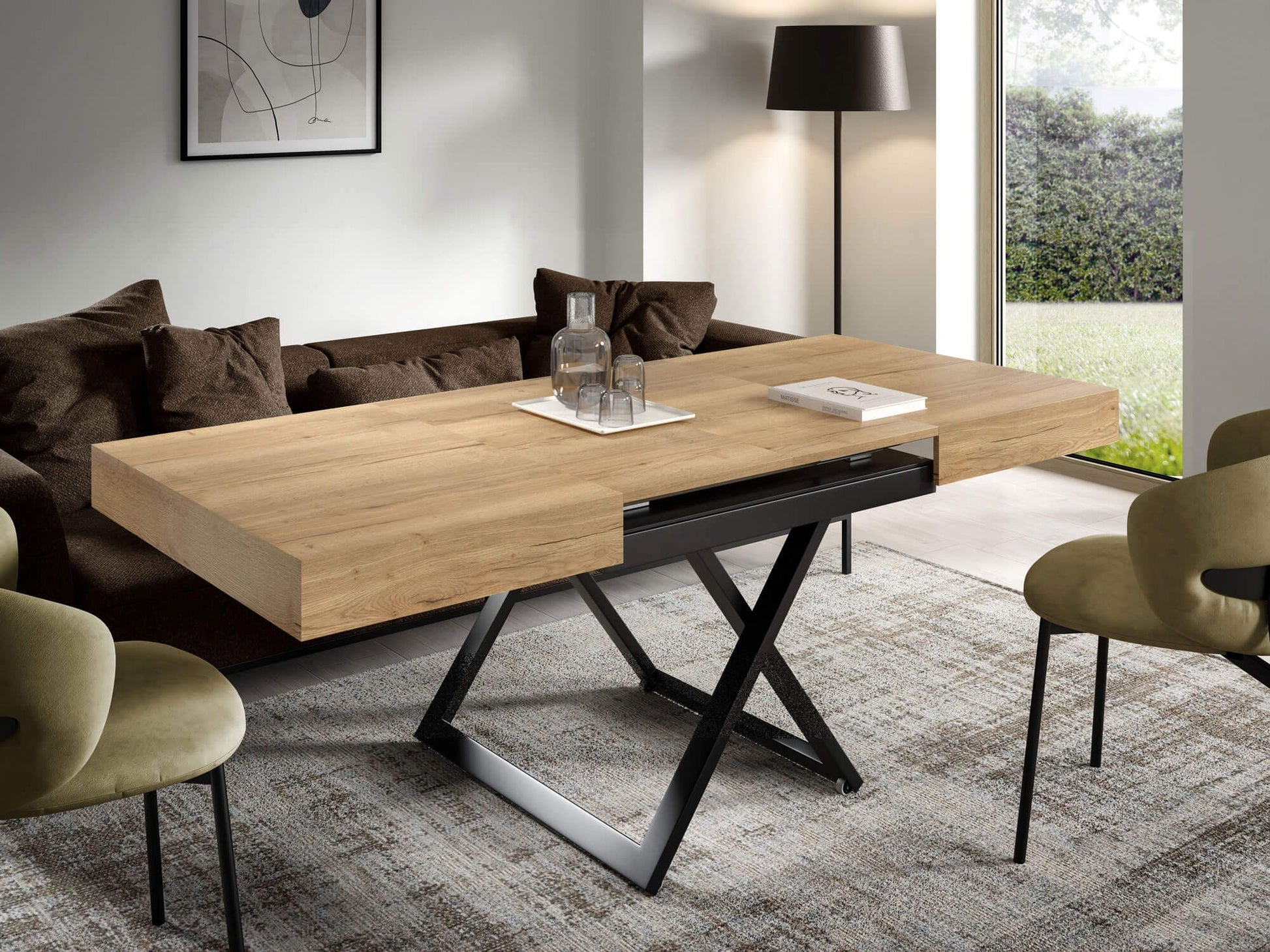 Galds Tiks U 27-80/120-200/80 cm dabīgs Halifax ozols - N1 Home