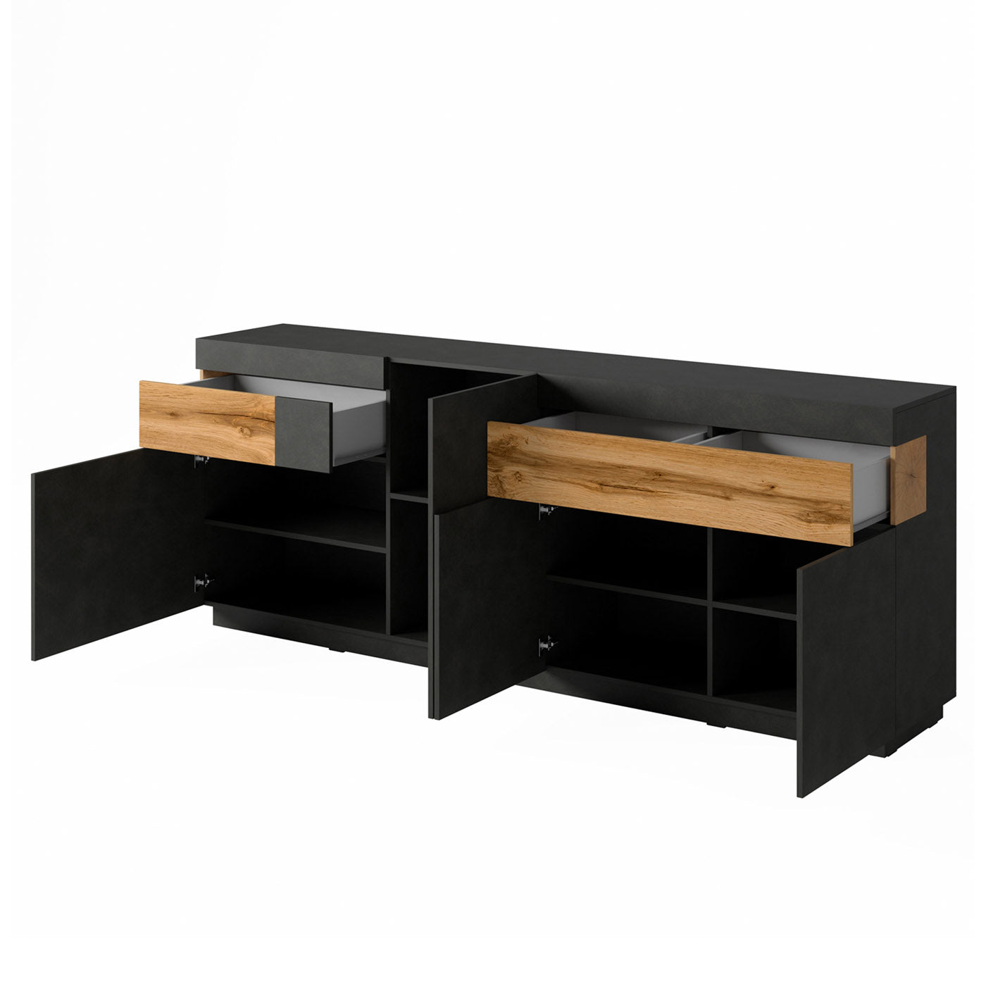 Kumode Solani 219/85/40 cm antracīts/Votan ozols - N1 Home