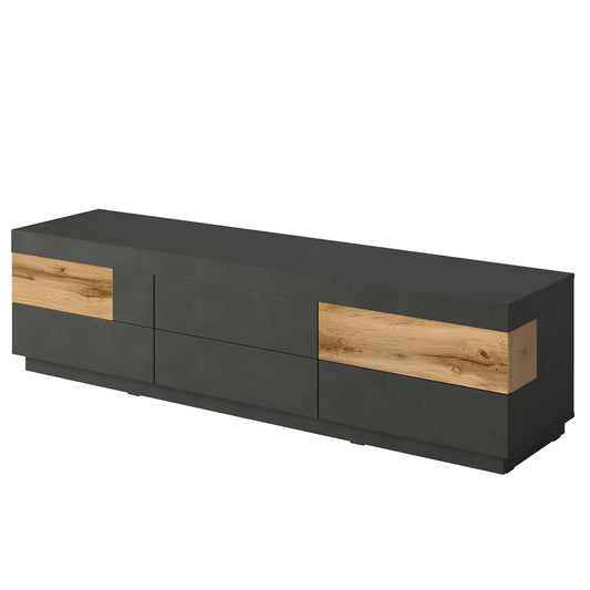 TV skapis Solani 206/54/50 cm antracīts/Votan ozols