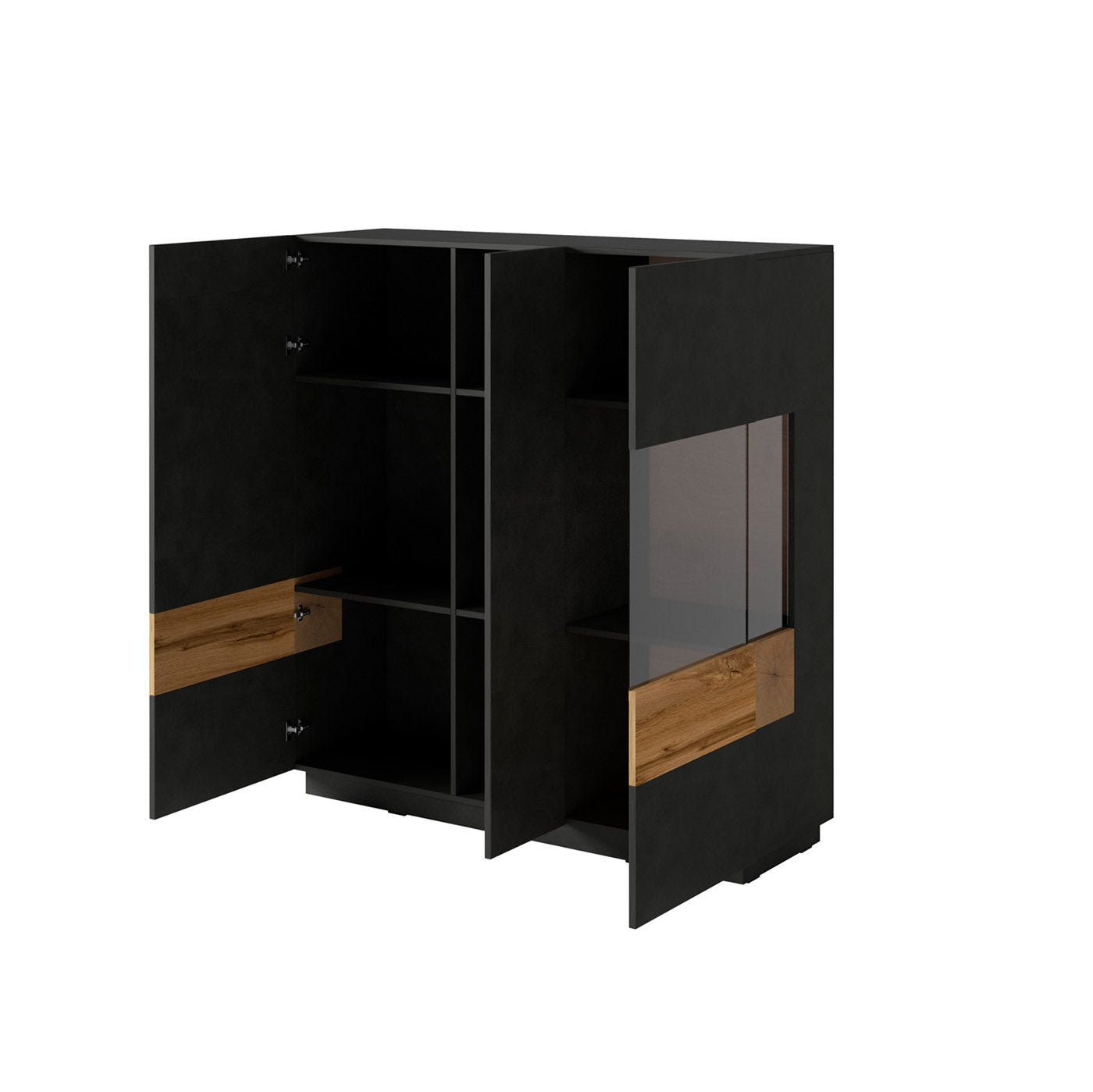 Kumode Solani 130/139/40 cm antracīts/Votan ozols - N1 Home