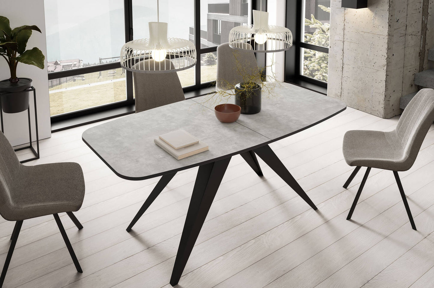 Galds Fery 76/160/80; 76/180/90 cm Bellato pelēks/melns - N1 Home