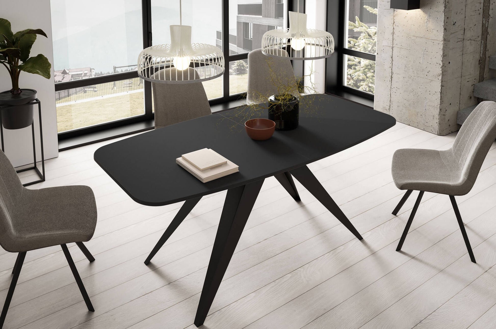 Galds Fery 76/160/80; 76/180/90 cm melns Molet/melns - N1 Home