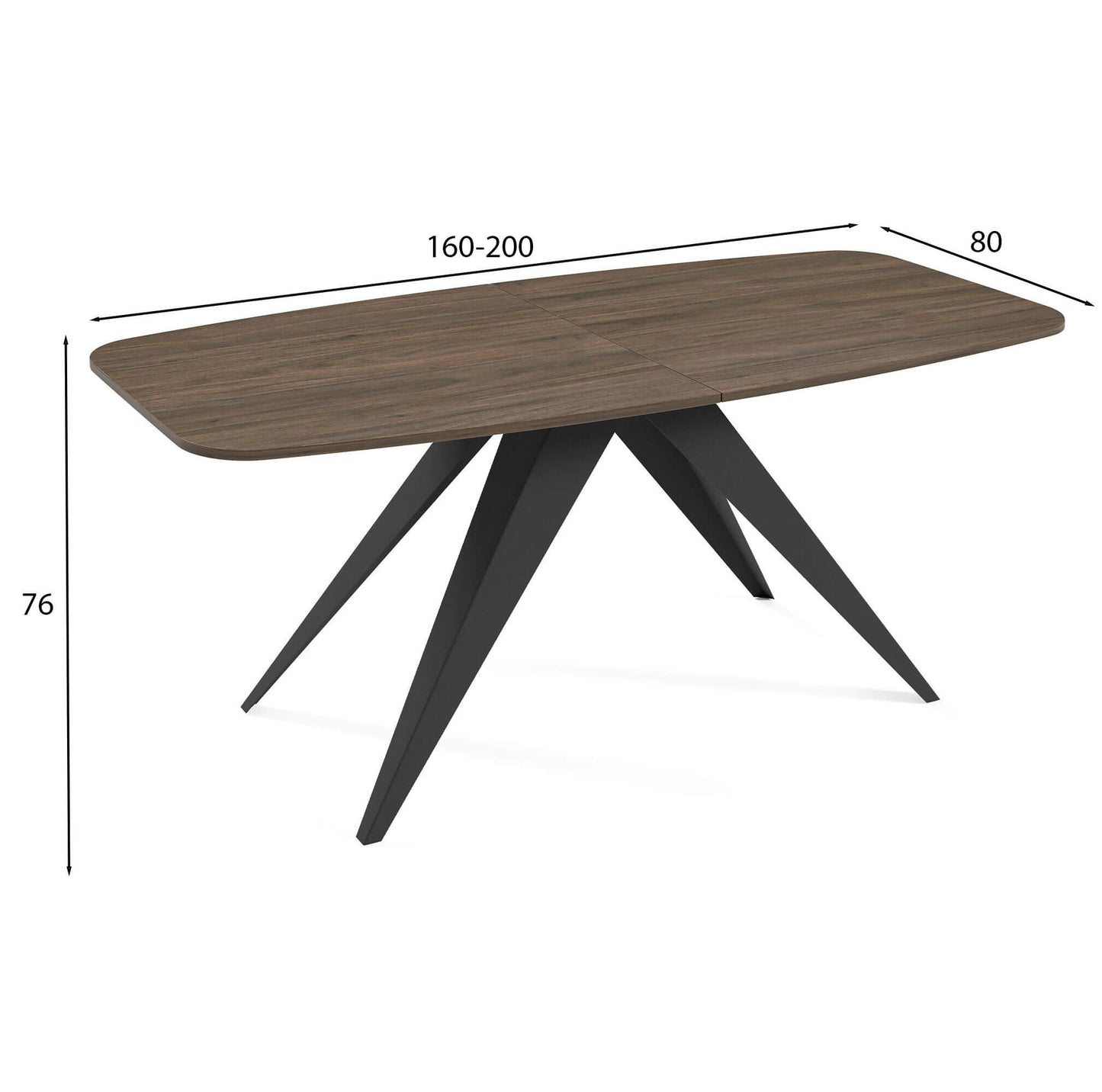 Galds Fery 76/160/80; 76/180/90 cm tumši pelēks Čikago/melns - N1 Home