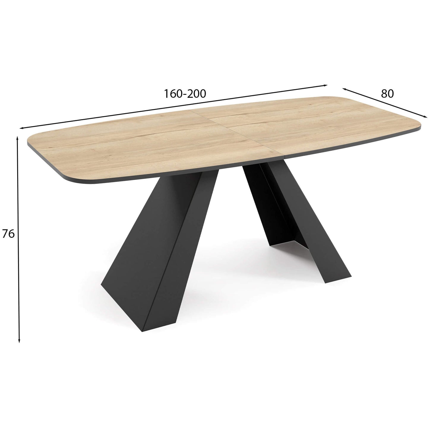 Galds Myra 160/76/80 cm melns - N1 Home