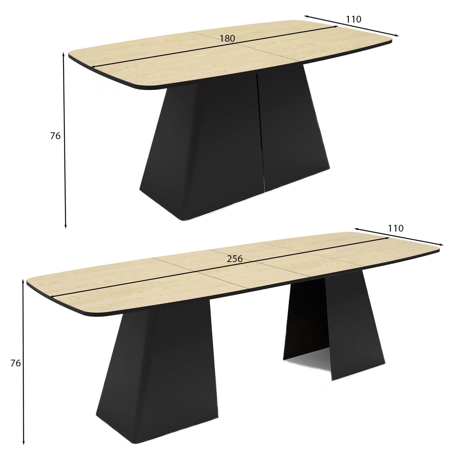 Galds Novaus 180-256/76/110 cm Bellato pelēks - N1 Home