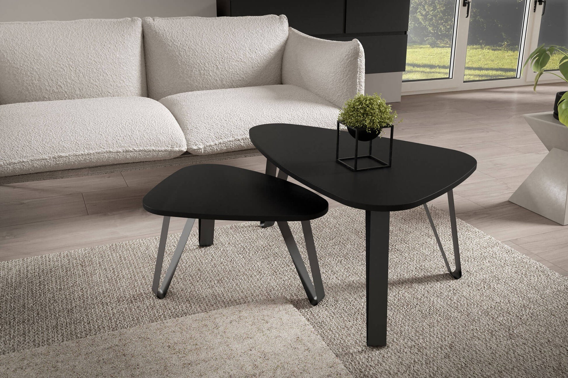 Kafijas galds (2) Ovači 94/60/42 cm Arktiks balts/melns - N1 Home