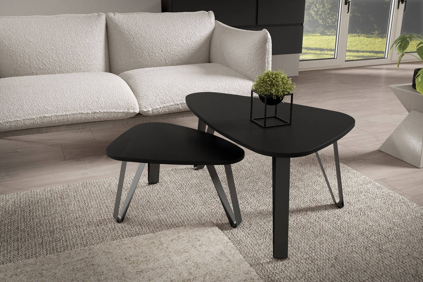 Kafijas galds (2) Ovači 94/60/42 cm Kremona terrakota/melns - N1 Home