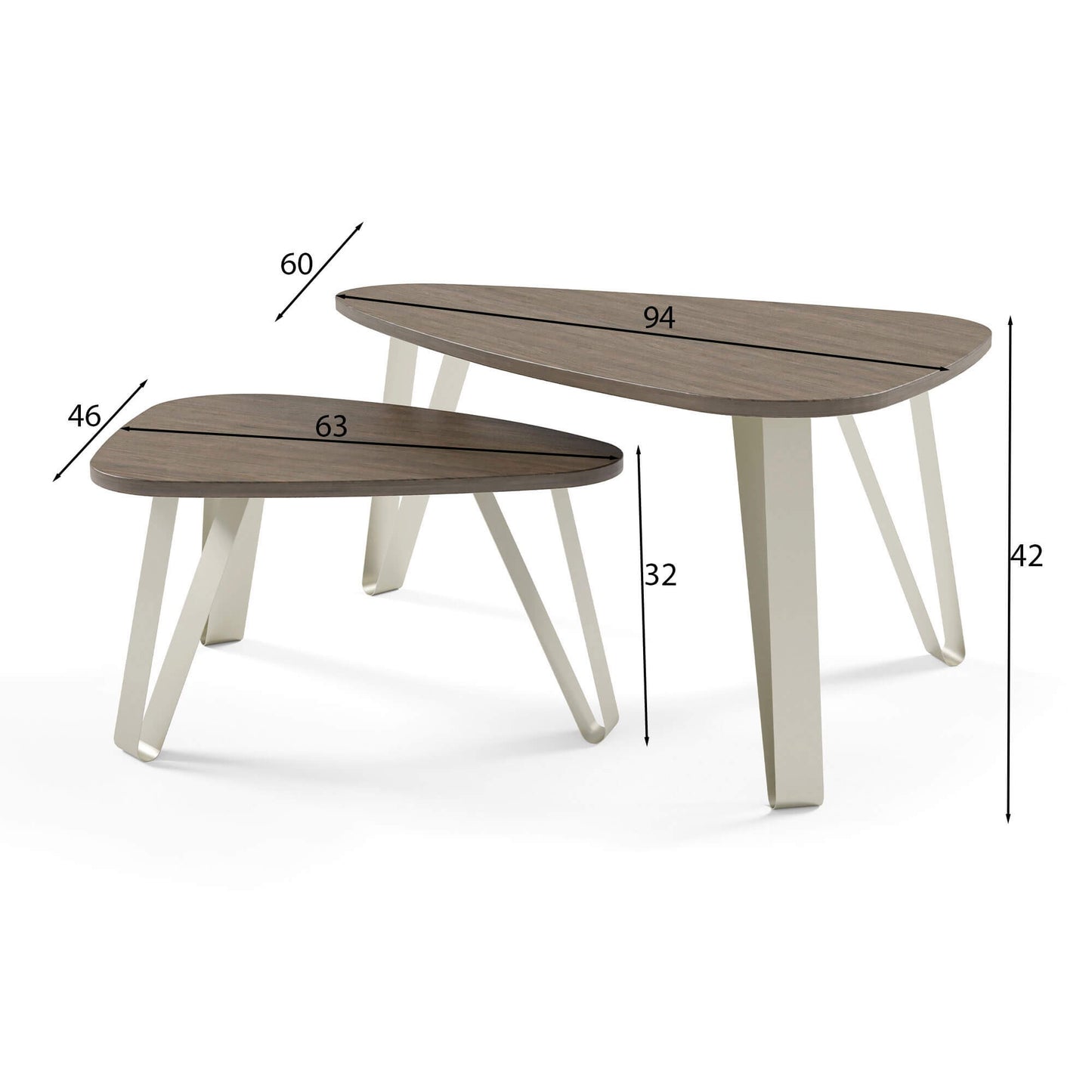 Kafijas galds (2) Ovači 94/60/42 cm Kremona terrakota/melns - N1 Home