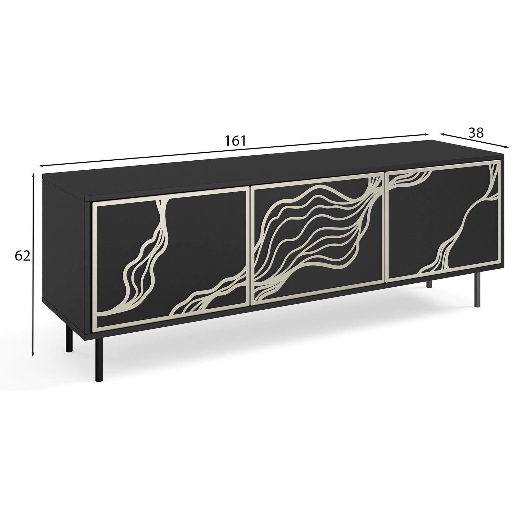 TV skapis Maros 161/38/62 cm melns/kašmirs - N1 Home