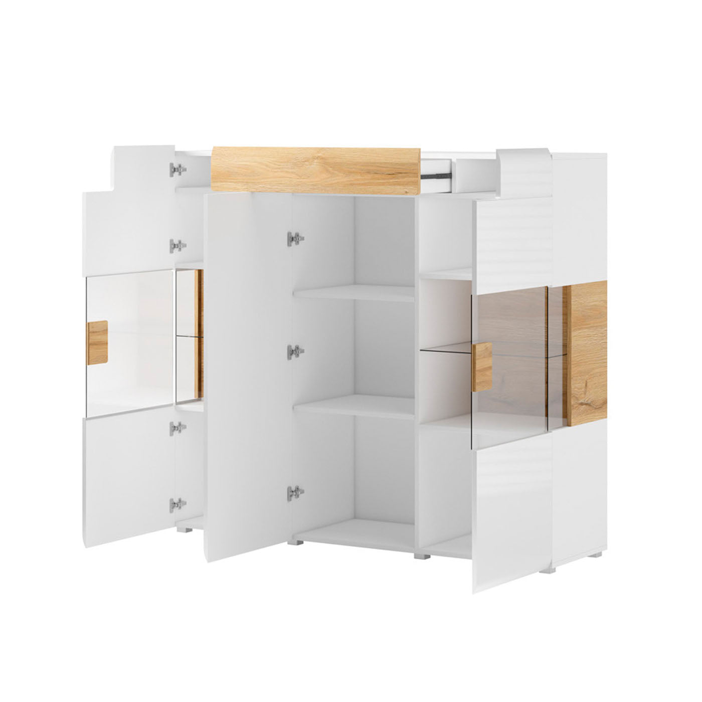 Kumode Tola 122/39/152 cm balts/San Remo ozols - N1 Home