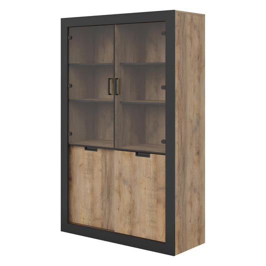 Vitrīnas skapis Valor 120/87/45 cm samdal ozols/melns - N1 Home