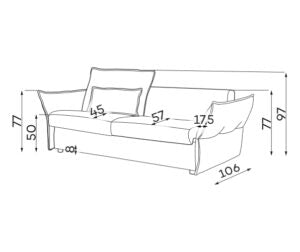 Dīvāns Verona Befame 195/98/106; 221/98/106 cm sinepes - N1 Home