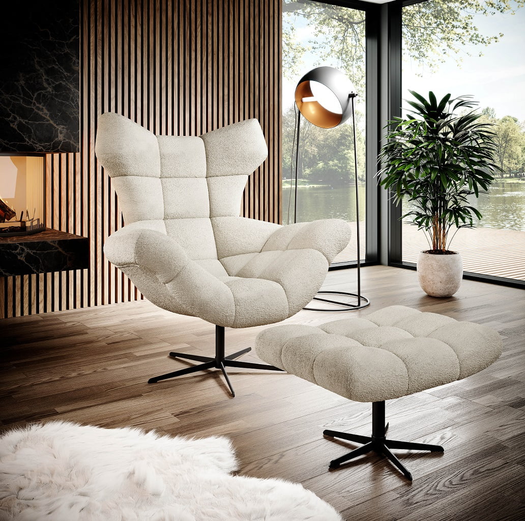 Pufs Sins 45/46/69 cm balts, florence 3 taupe - N1 Home