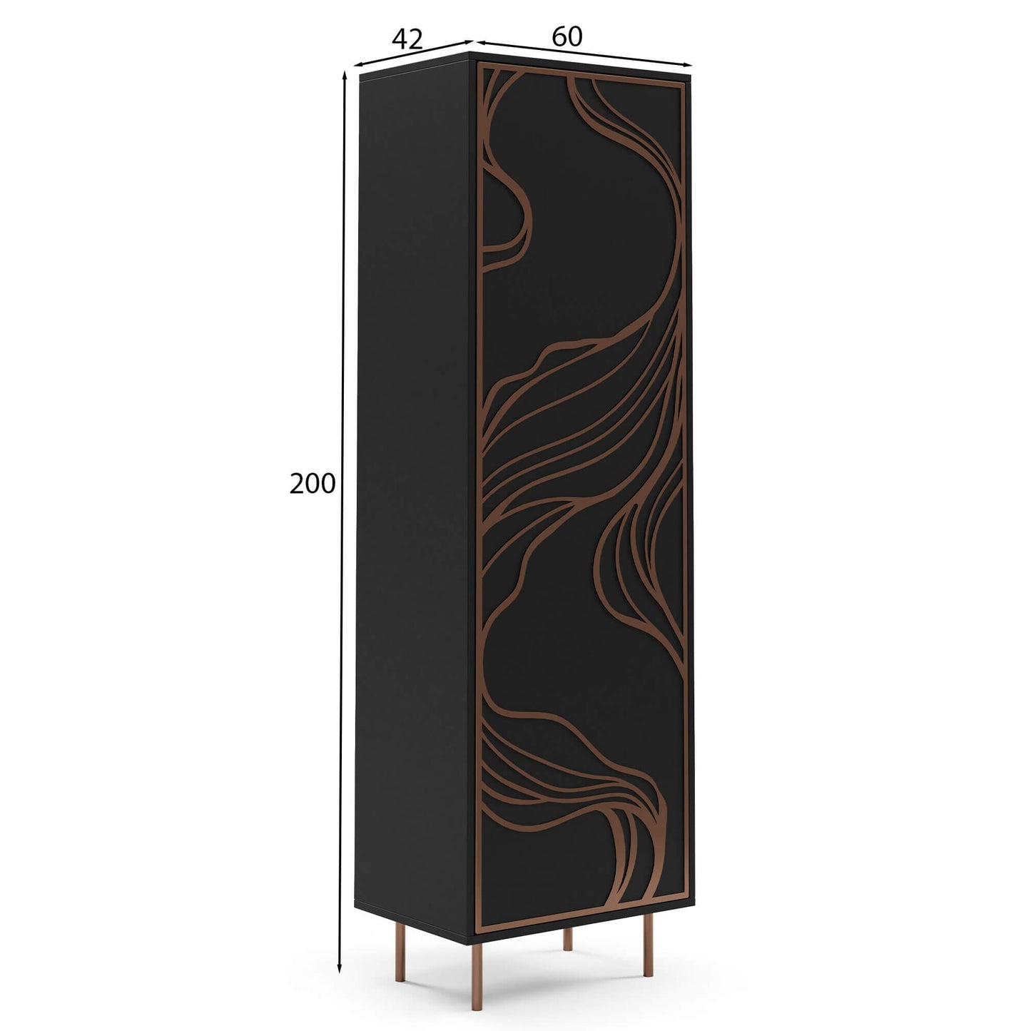 Skapis Maros 60/42/200 cm melns/varš - N1 Home