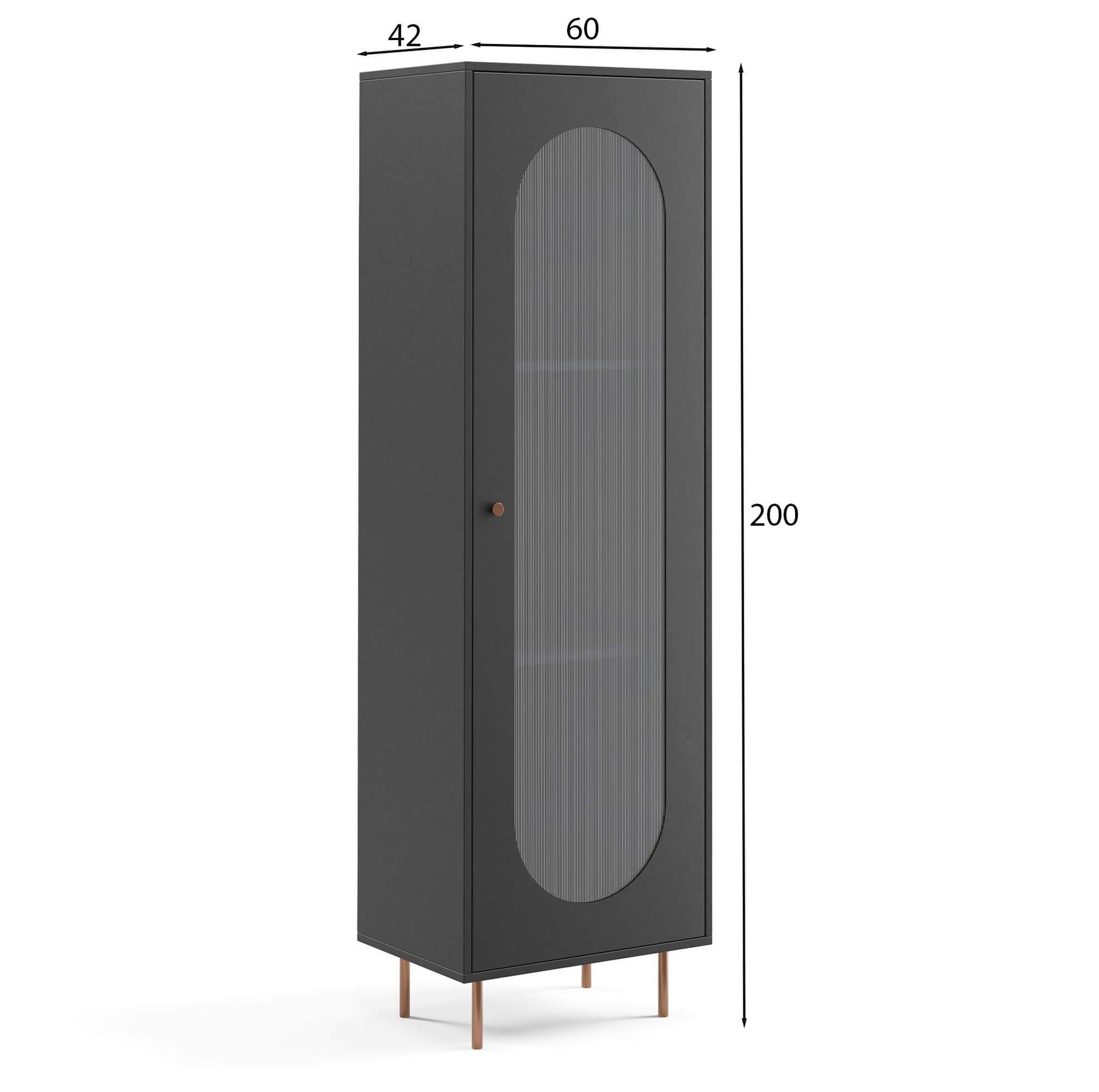 Vitrīnas skapis Volto 200/60/42 cm melns/varš - N1 Home