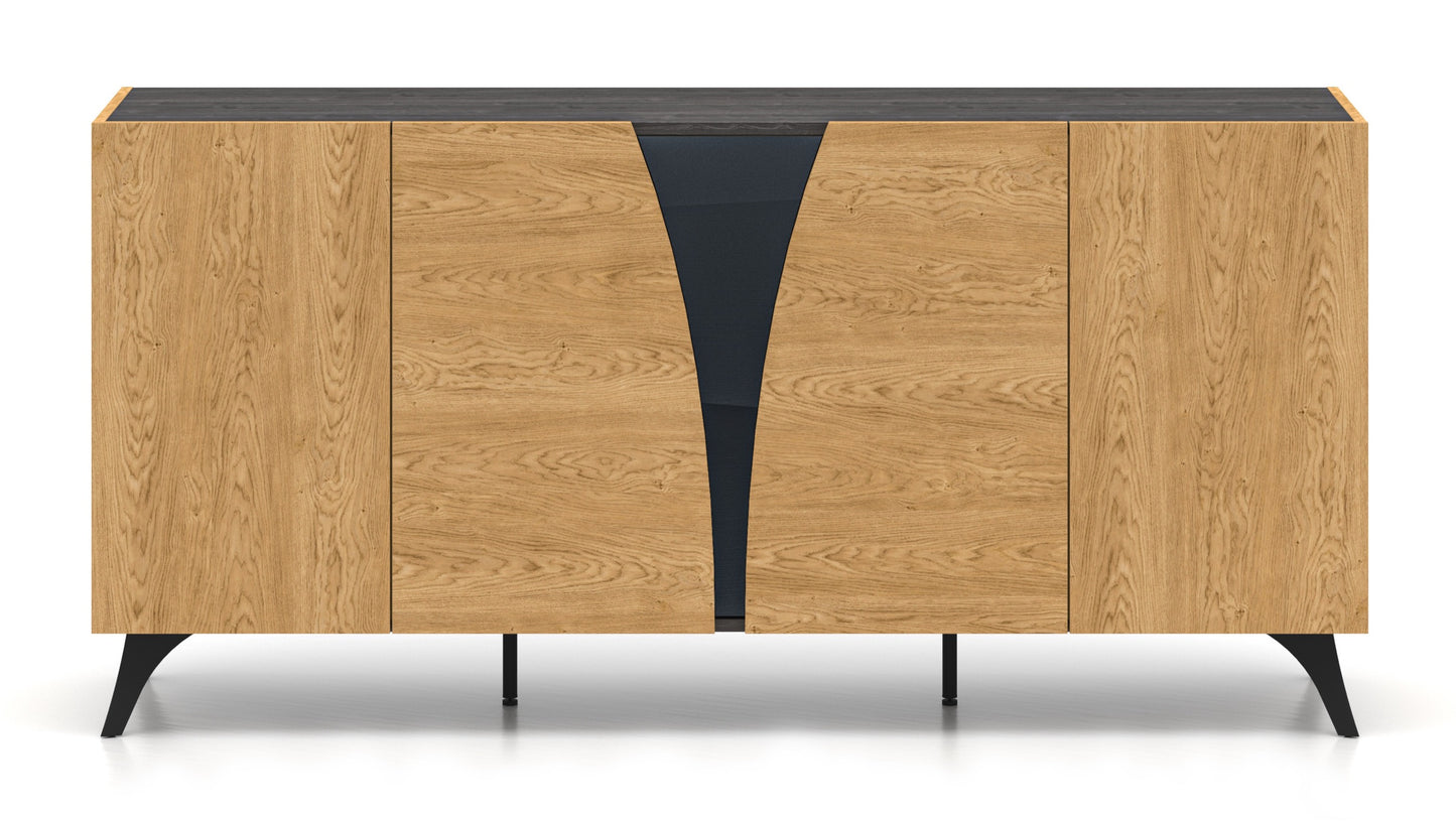 Kumode Toskana 169/82/38 cm ozols/melns