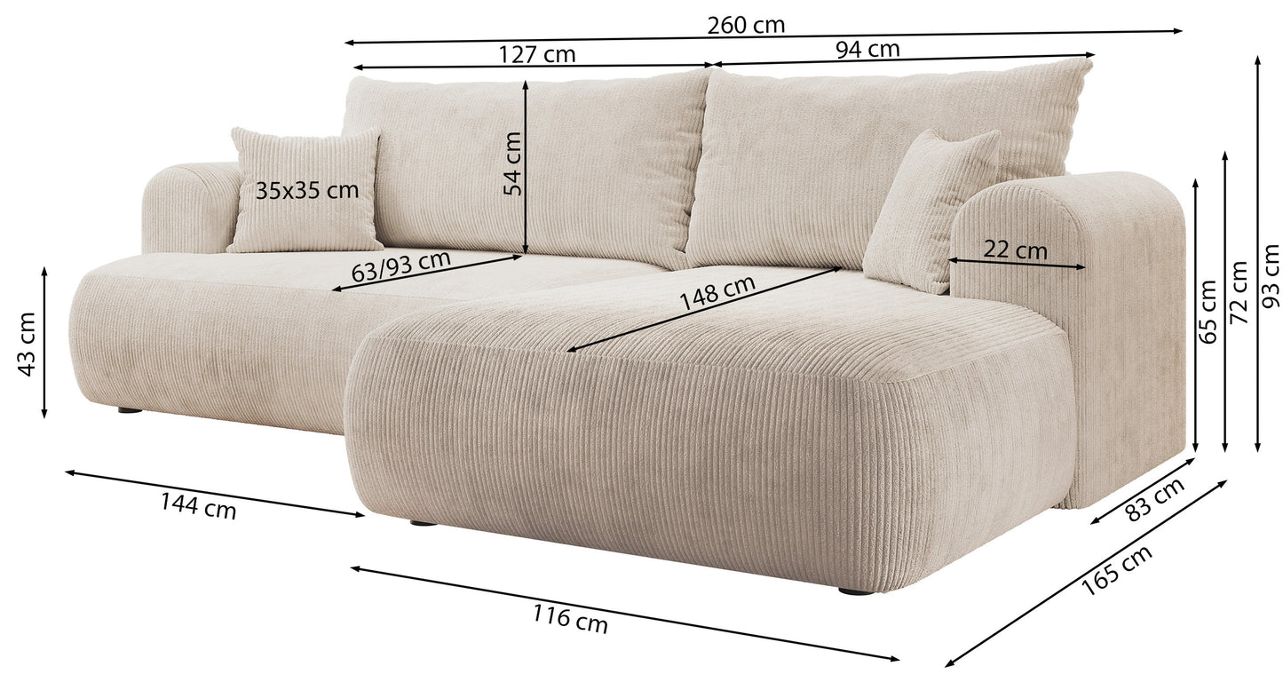 Dīvāns Ovors 93/260/165 cm Lincoln D 83 - N1 Home