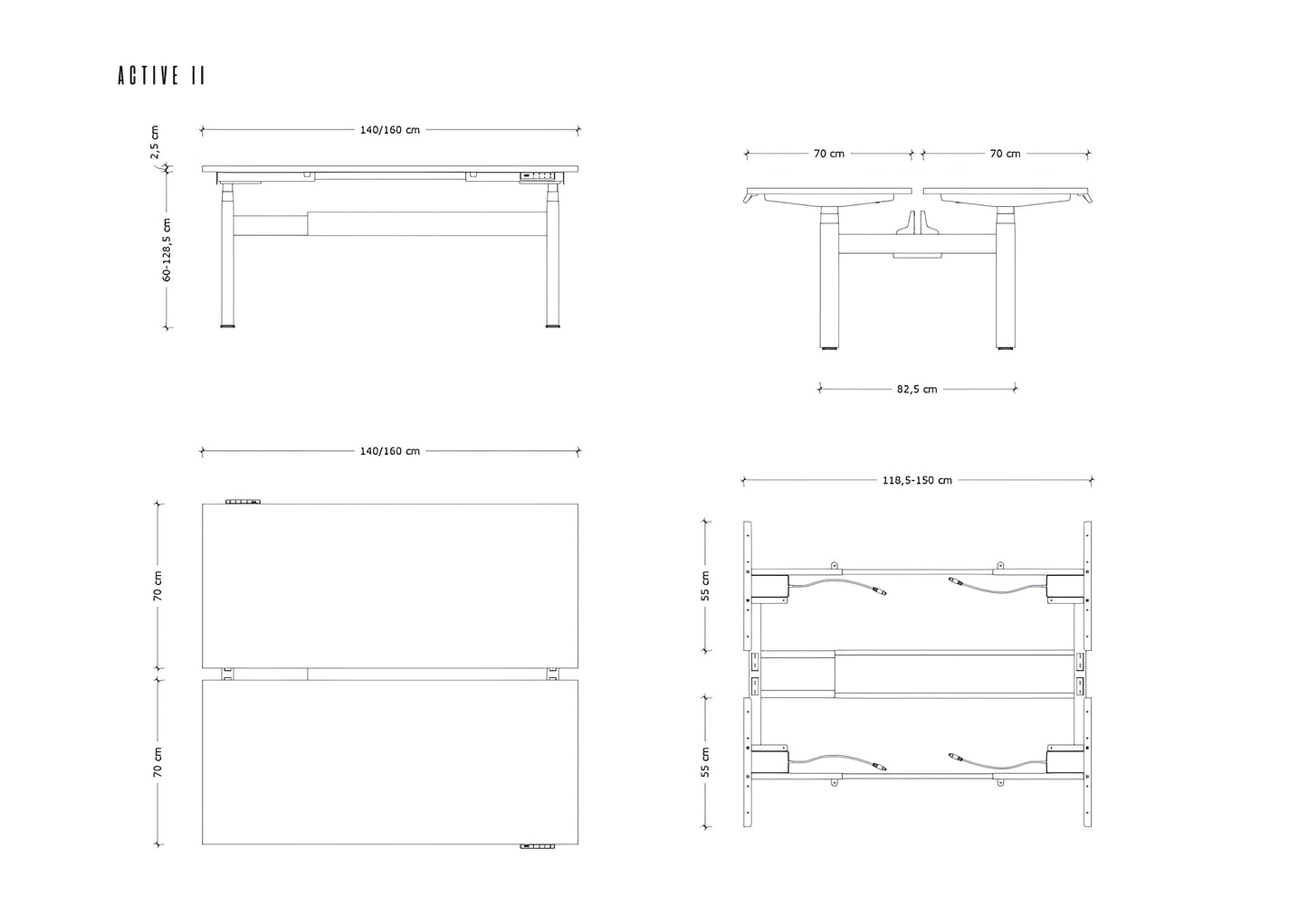Galds Aktiva II 140; 160/70 cm melns/ - N1 Home