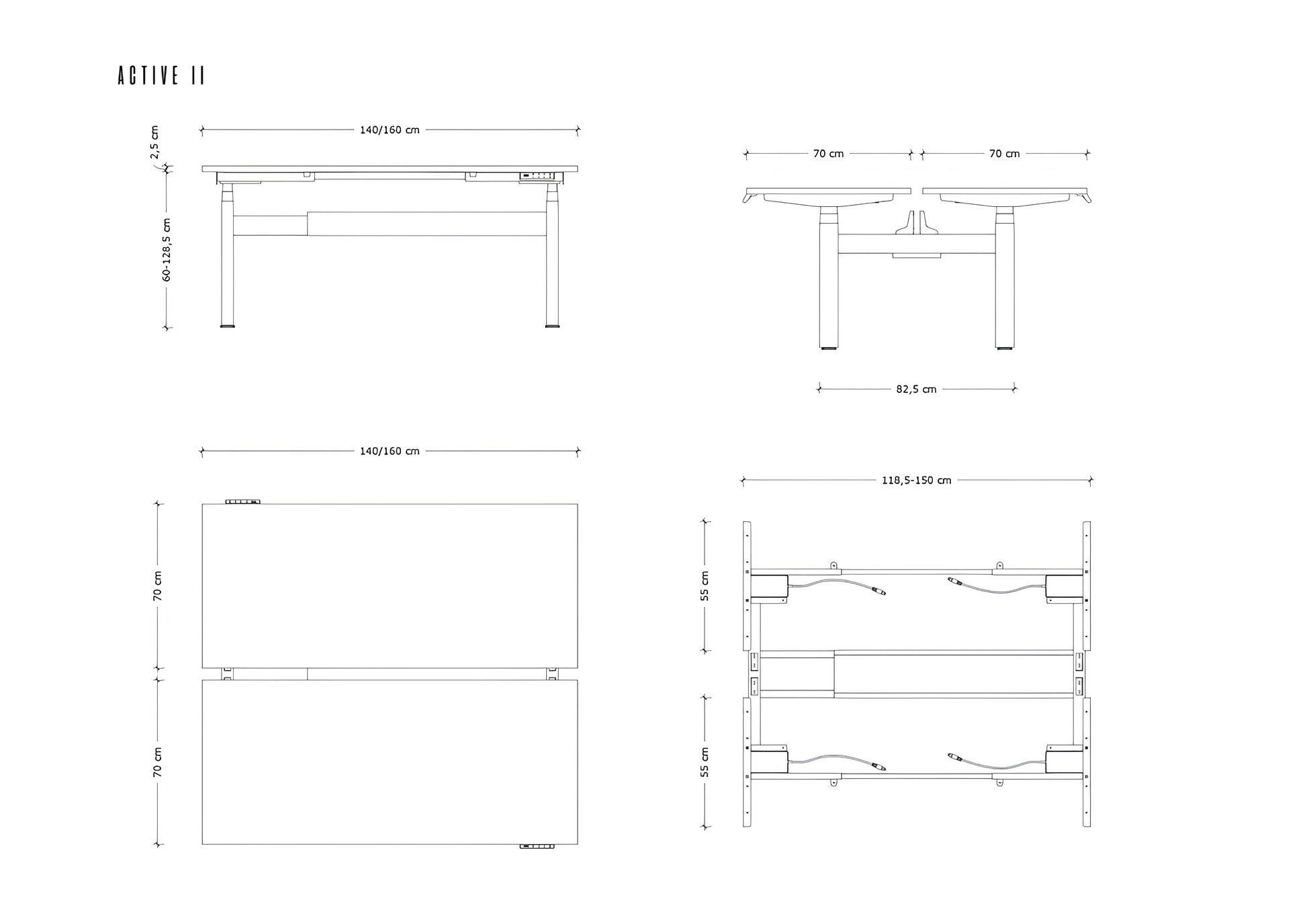 Galds Aktiva II 140; 160/70 cm balts/bēšs - N1 Home