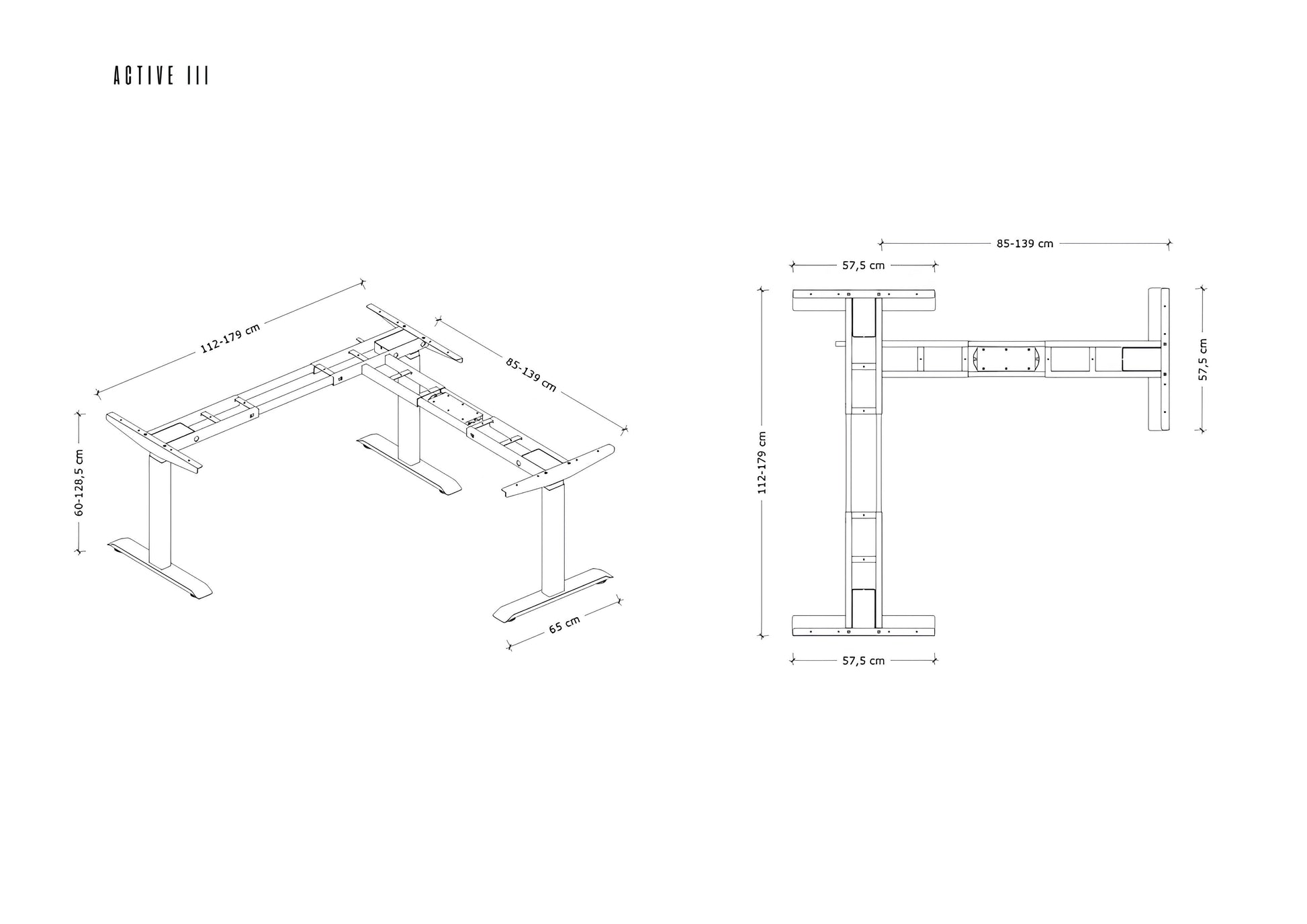 Regulējams rāmis Aktiva III 60-125 cm melns - N1 Home