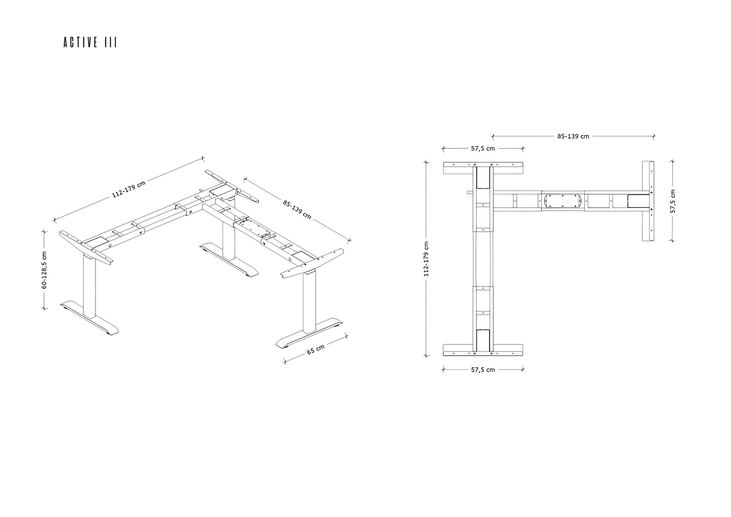 Regulējams rāmis Aktiva III 60-125 cm pelēks - N1 Home