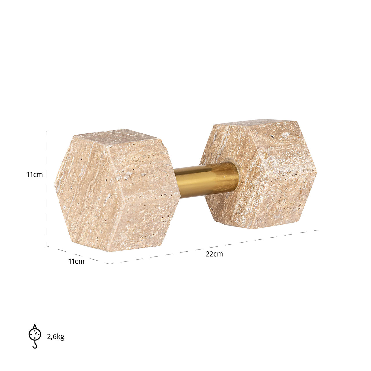 Dekoratīvs priekšmets Richmond Interiors Dumble 11/22/11 cm bēšs / spīdīga misiņa - N1 Home