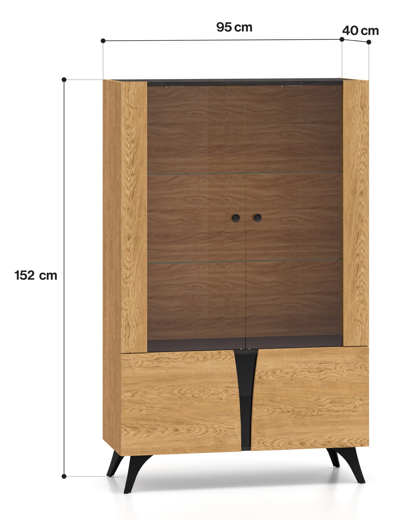 Skapis Toskana 152/94/38 cm ozols/melns - N1 Home