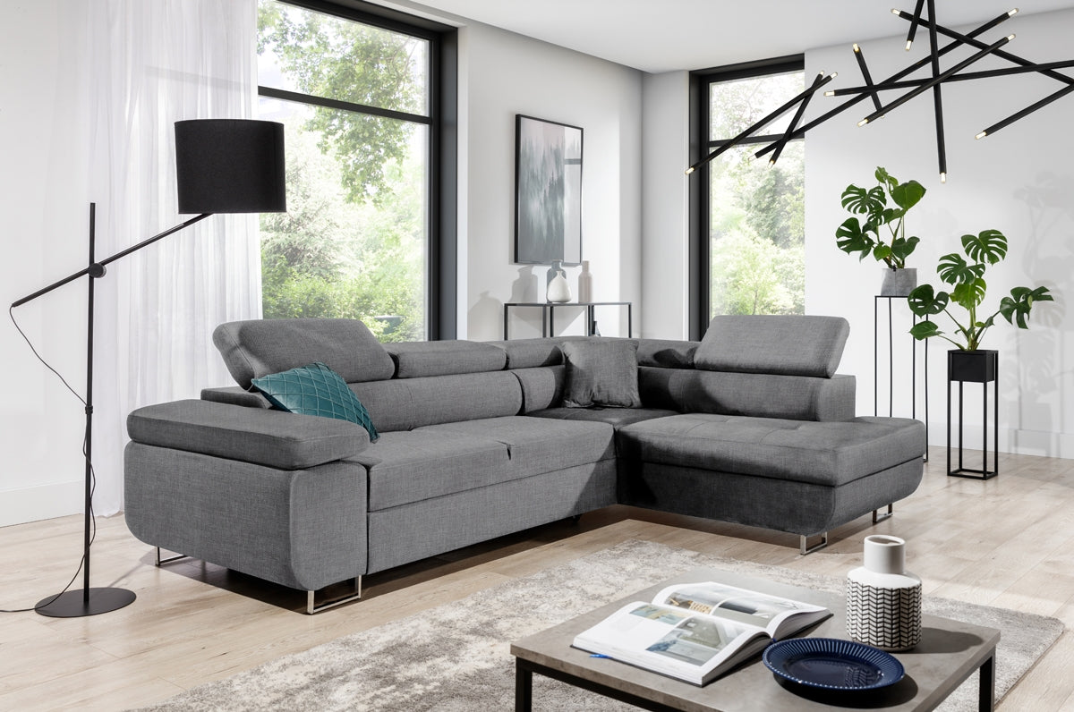 Dīvāns TOKYO  labais stūris 277/76-98/201 cm tumši pelēks 2 - N1 Home