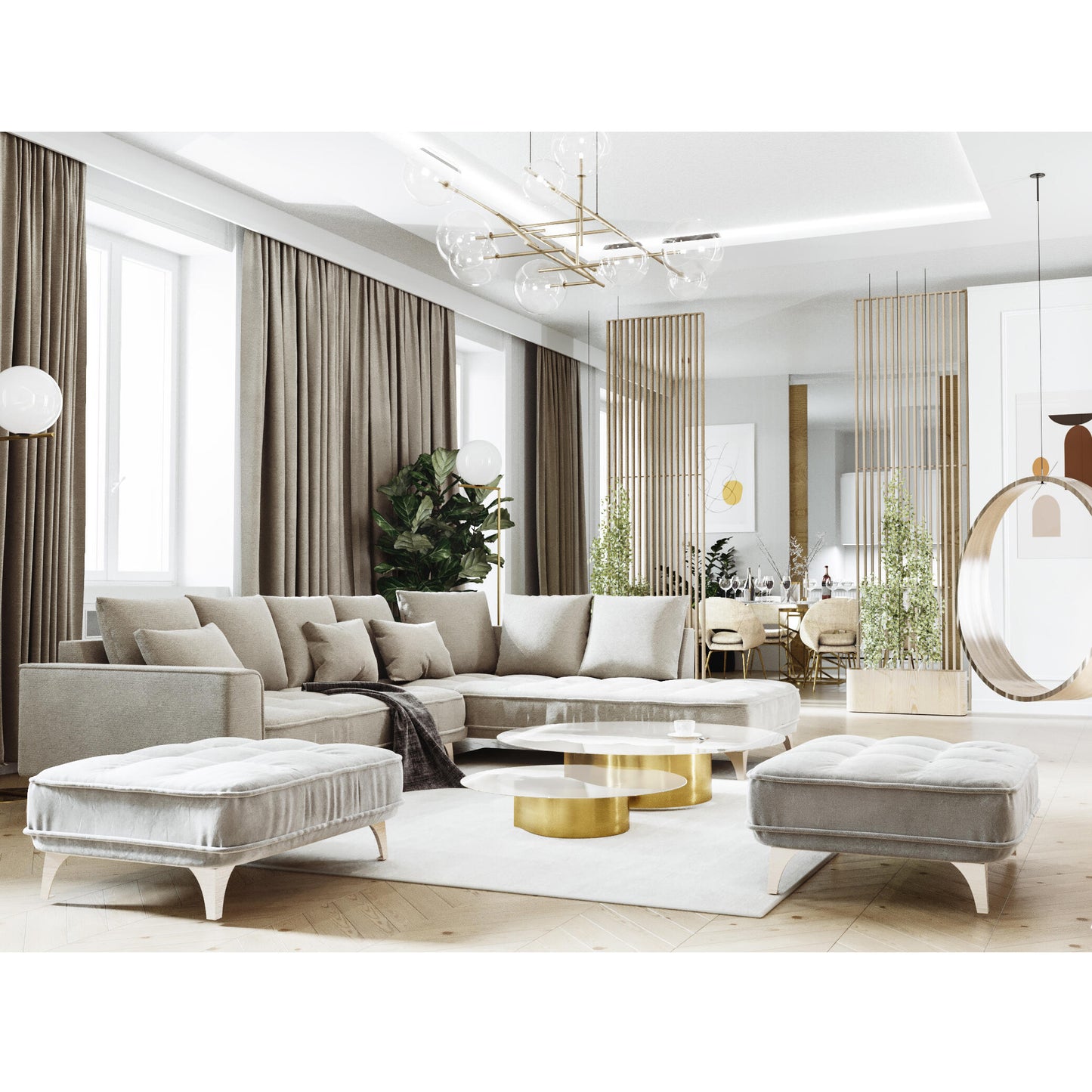 Dīvāns Belavio Befame 150-185/256-288/175-210 cm zils - N1 Home