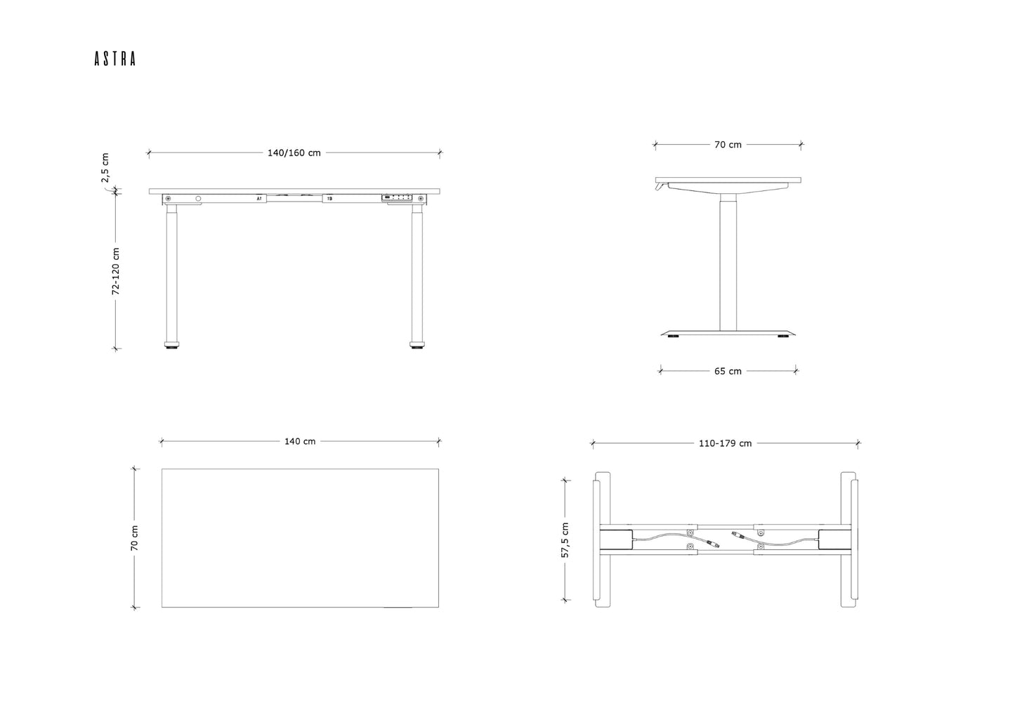 Galds Astara 140;160/70 cm pelēks/bēšs - N1 Home