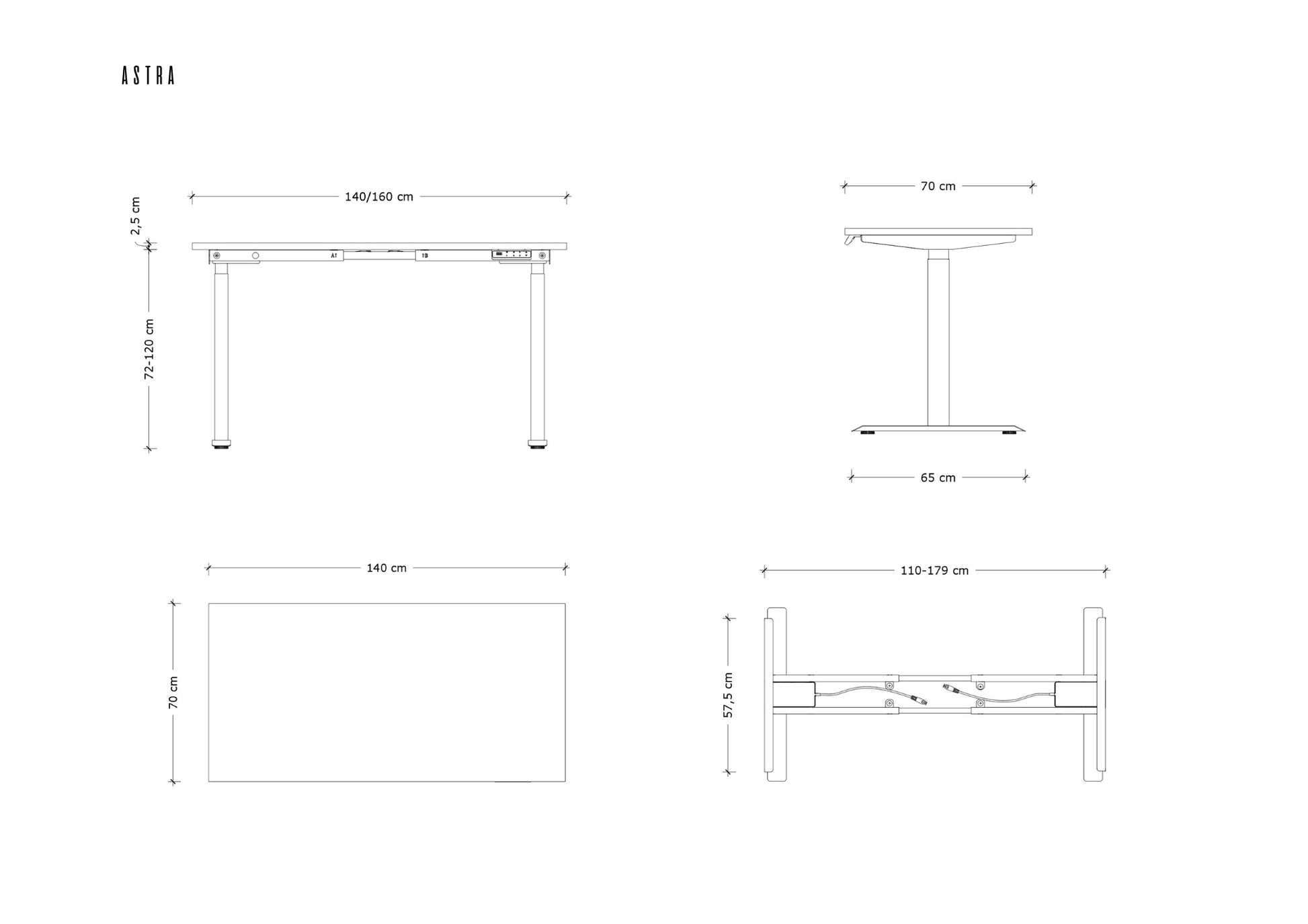 Galds Astara 140;160/70 cm melns/valrieksts - N1 Home
