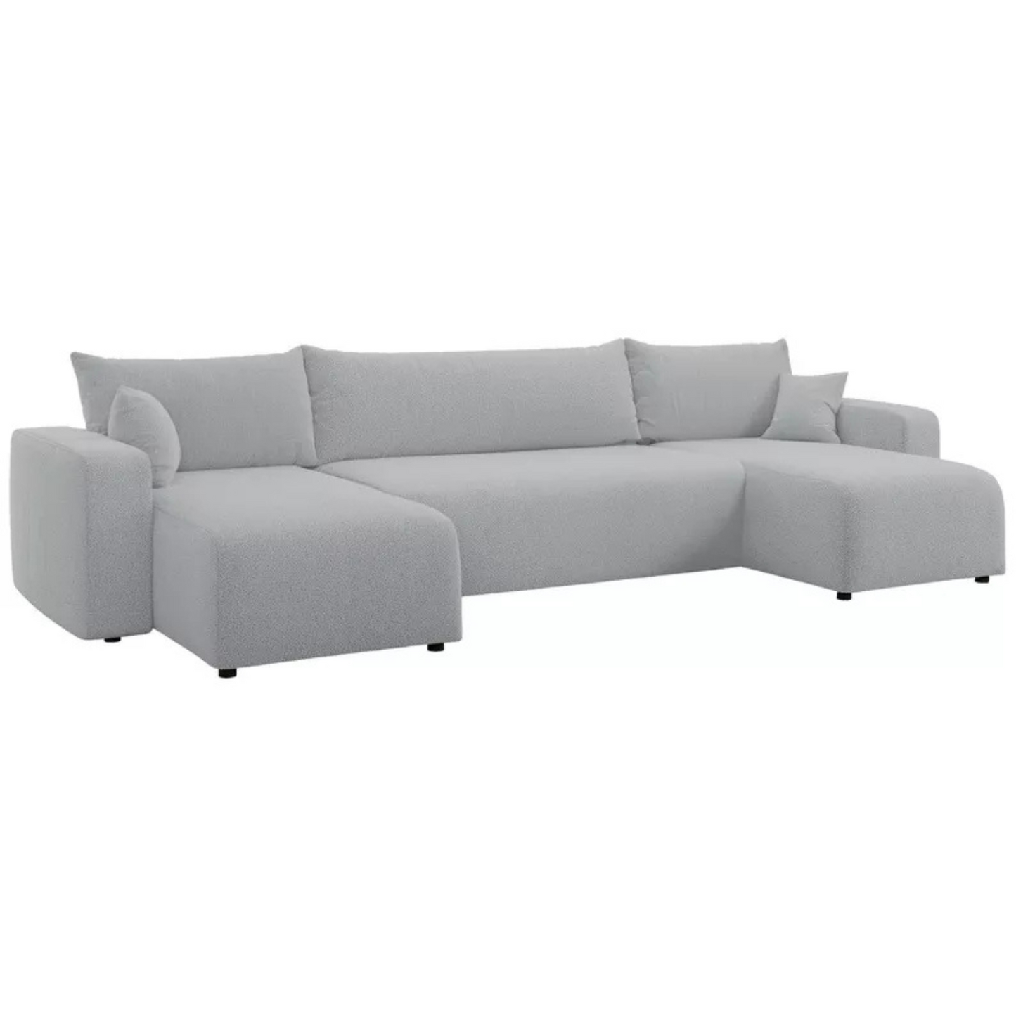 NONIPIA U-formas stūra dīvāns ar gulēšanas funkciju, ar konteineri, universāls, gaiši pelēks bukle - N1 Home