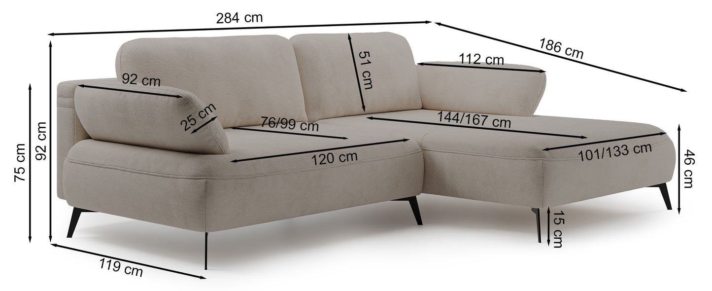 Dīvāns Lavoda 284/75/186 cm Pretty 16 - N1 Home