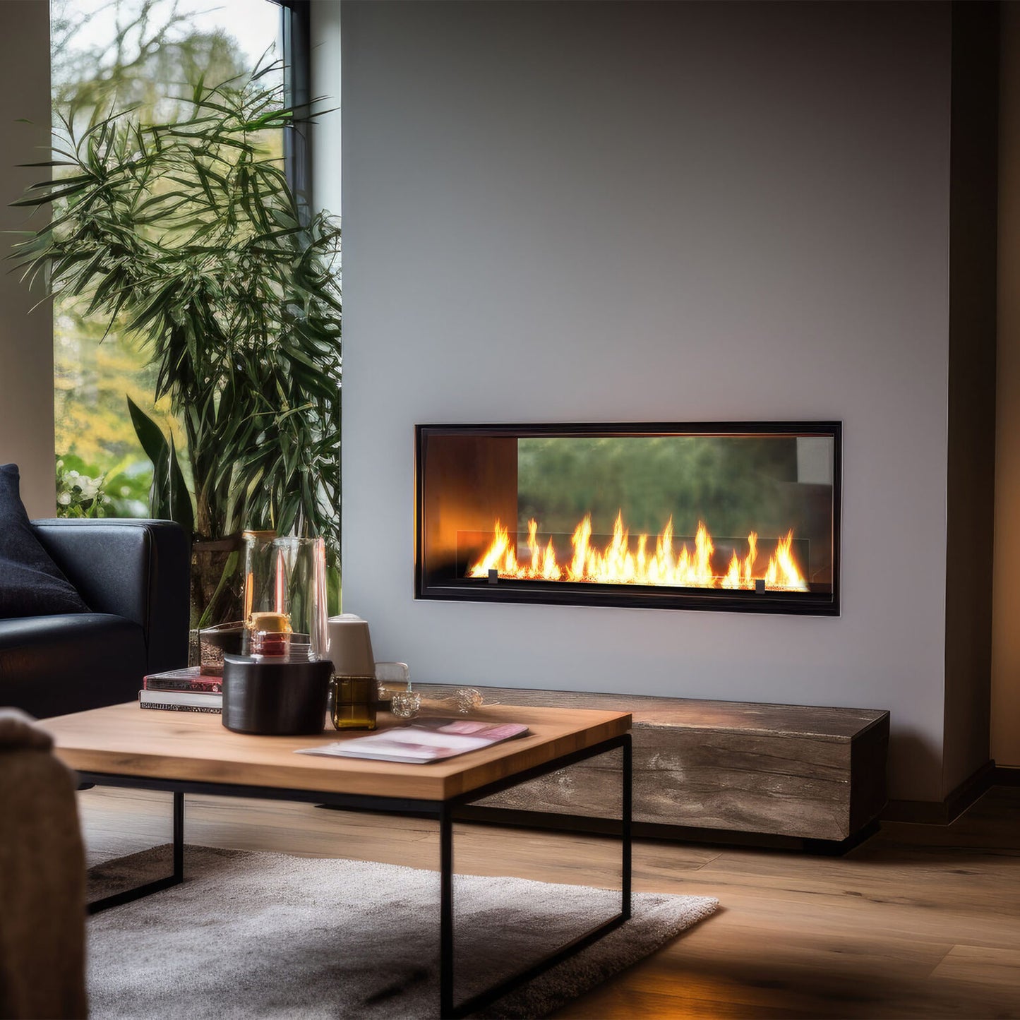 Biokamīns 2Side Slim 83/58/35; 123/58/35 cm melns - N1 Home