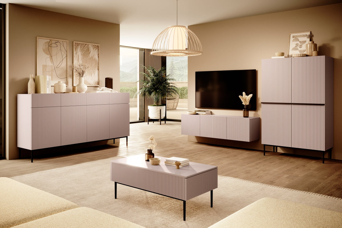 Kafijas galdiņš AUSTIN 120/48/60 melns/ antik rozā - N1 Home