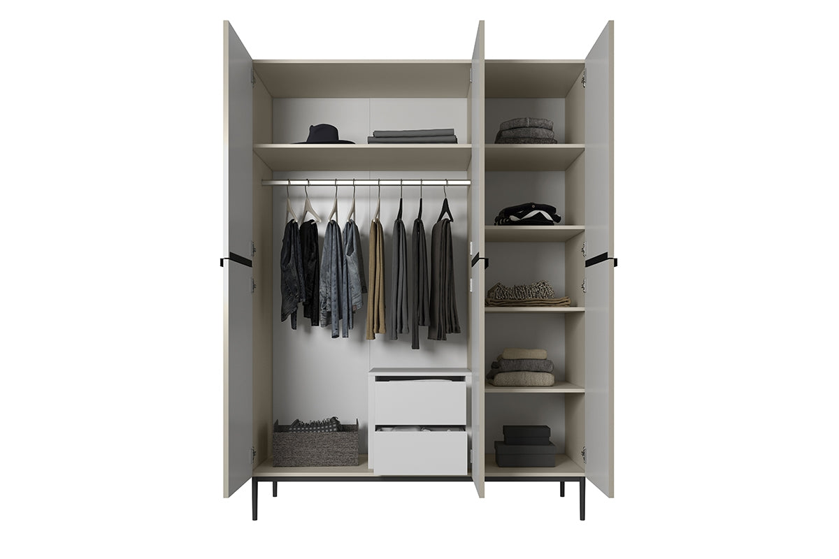 Skapis AUSTIN ar atvilktņas melns 150/220/62 kašmir - N1 Home