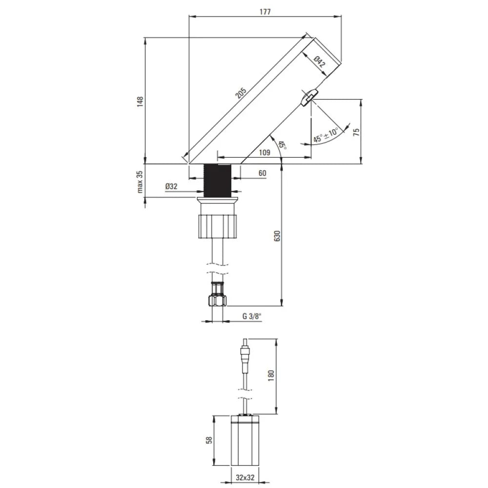 Izlietnes jaucējkrāns, bezkontakta, bez temperatūras regulēšanas - 4xAA Sense 205 mm pulēts tērauds - N1 Home