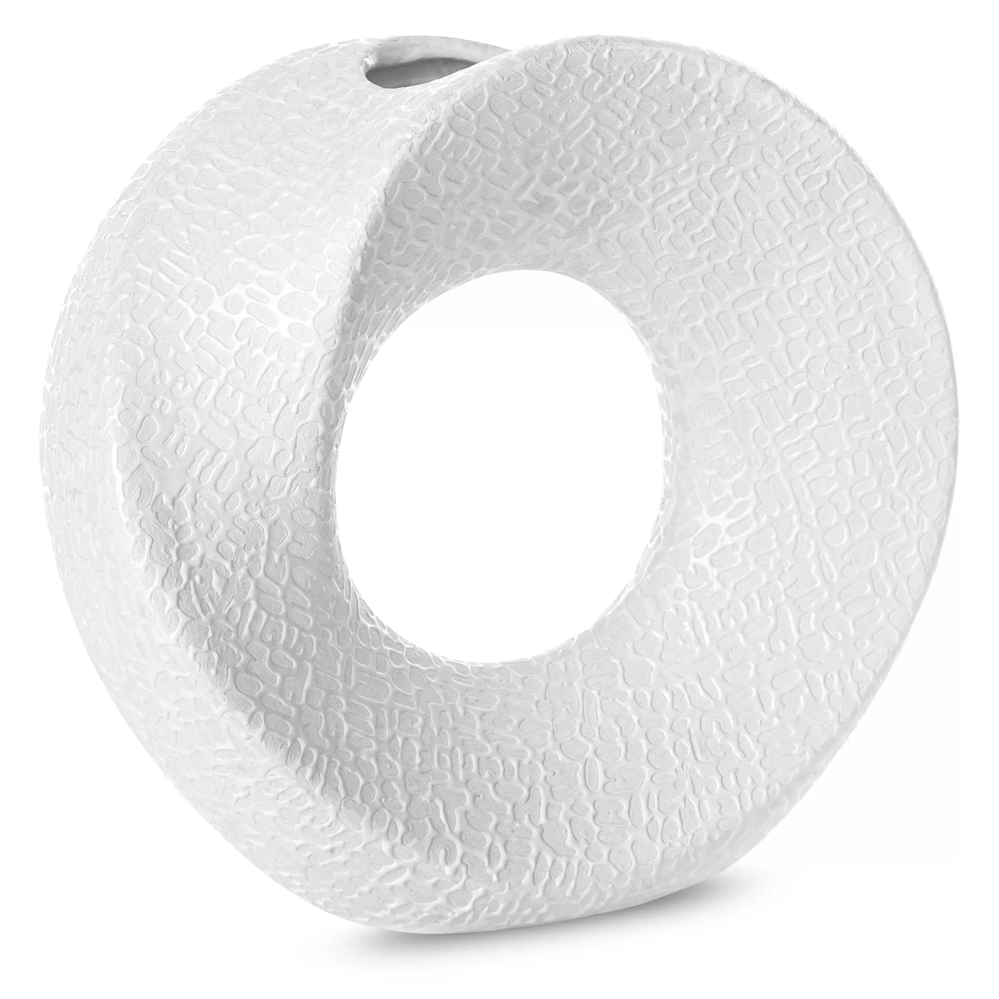 Keramikas vāze Riza ar smalku, spīdīgu rakstu 23/9/22 cm balts - N1 Home