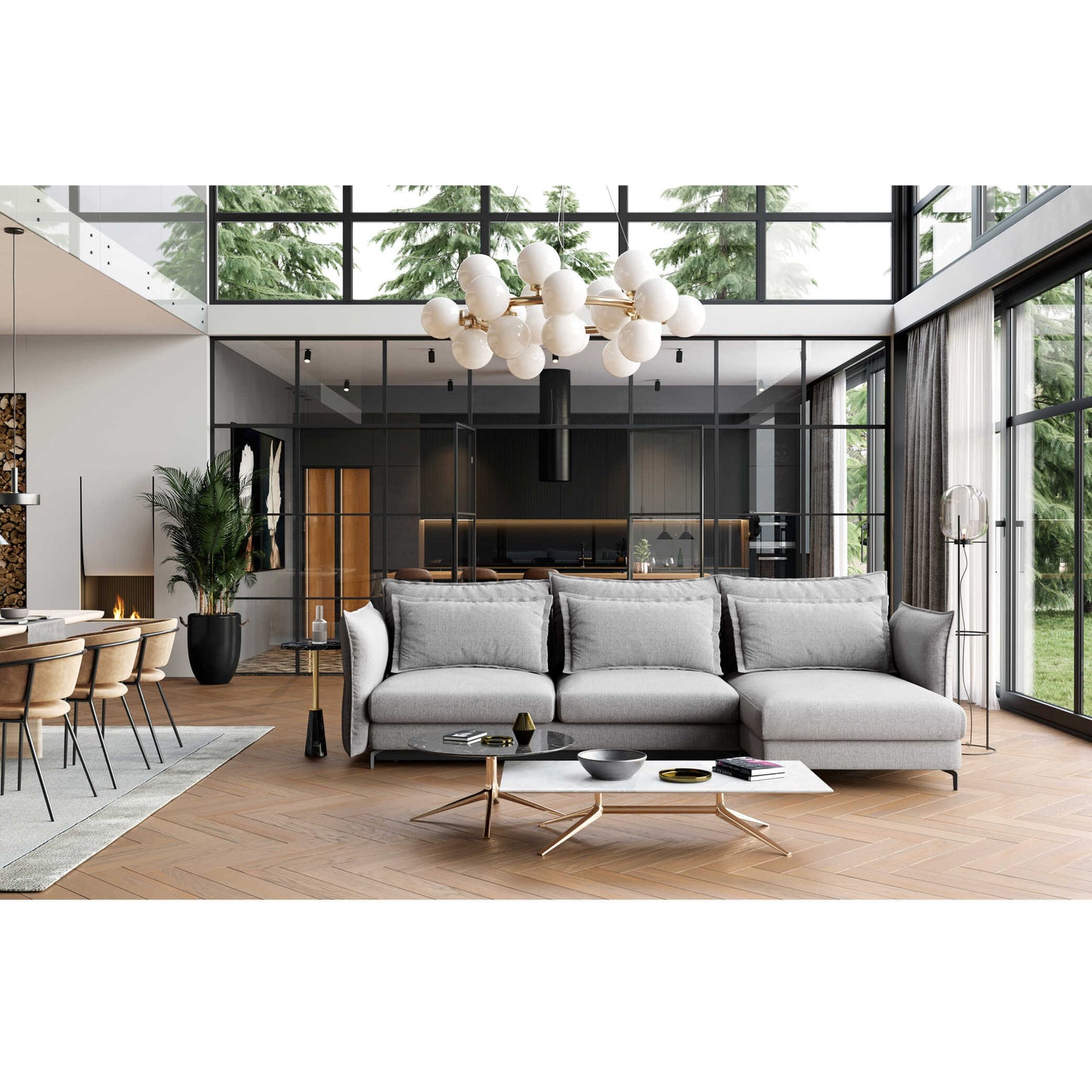 Dīvāns Carmen Corner S2 Befame 318/187/101 cm bēšs - N1 Home