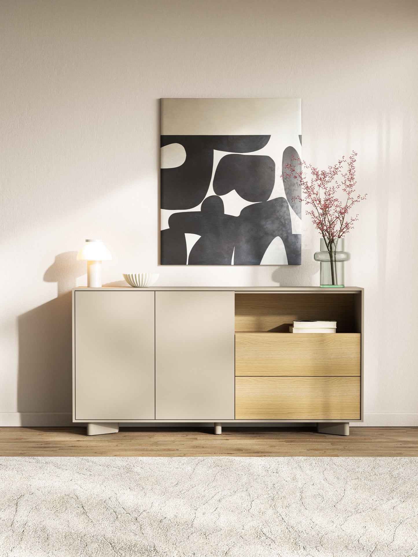 Kumode Distri 156/80/35 cm Vičencas ozols/kašmirs