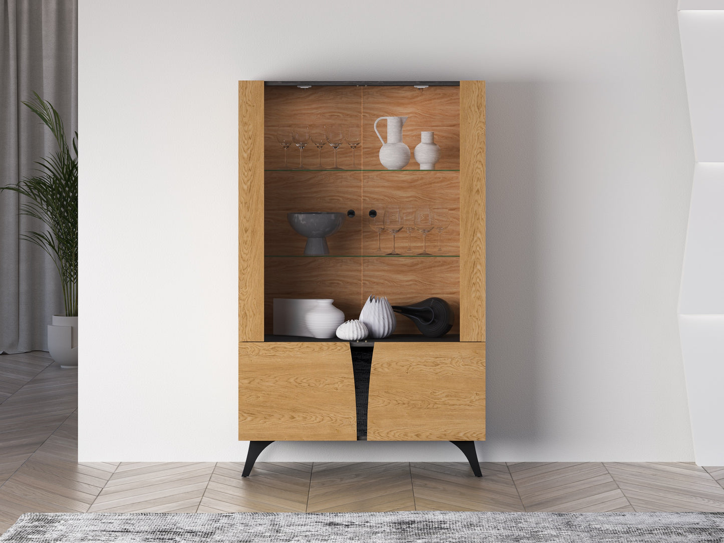 Skapis Toskana 152/94/38 cm ozols/melns - N1 Home