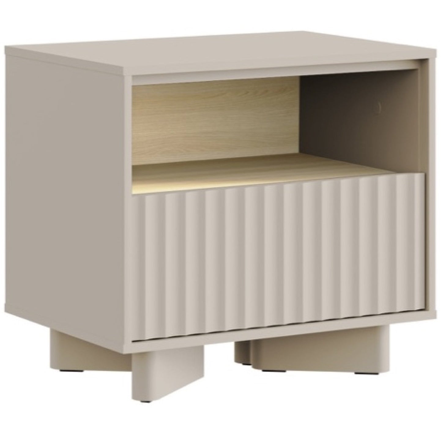 Naktsskapis Distri Riffle 50/46/35 cm Vičencas ozols/kašmirs