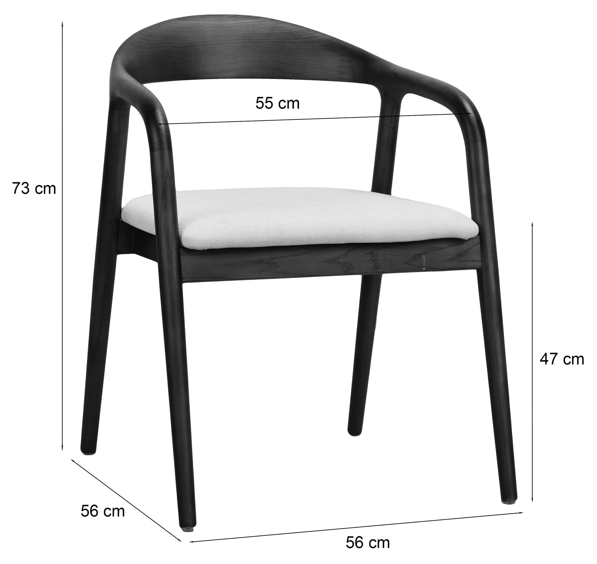 Krēsls Insi 73/56/56 cm rieksts/krēms - N1 Home