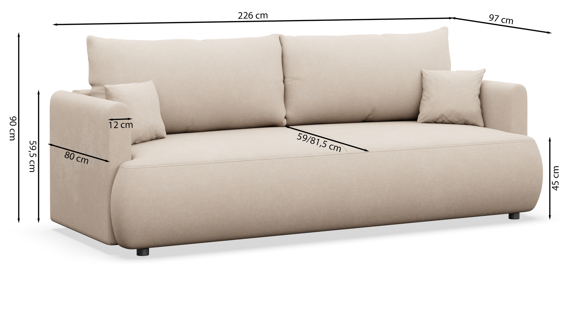 Dīvāns Ovors 226/90/97 cm Castel 03 - N1 Home