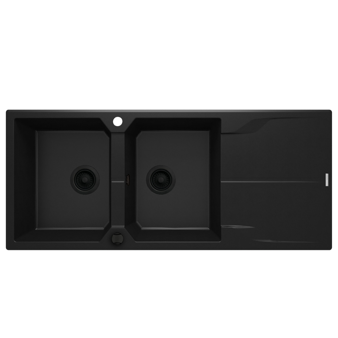 2 bļodiņu granīta izlietne ar notekcauruli Andante 1160 x 500 x 224 nero - N1 Home