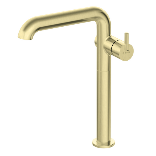 Izlietnes maisītājs, augsts, ar taisnstūra snīpi Silia 305 mm matēts zelts - N1 Home